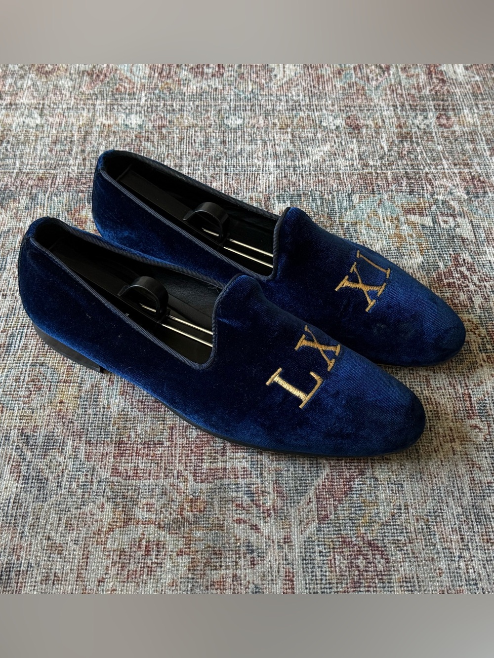 Vero Cuoio Men's Navy Velvet Loafers 10